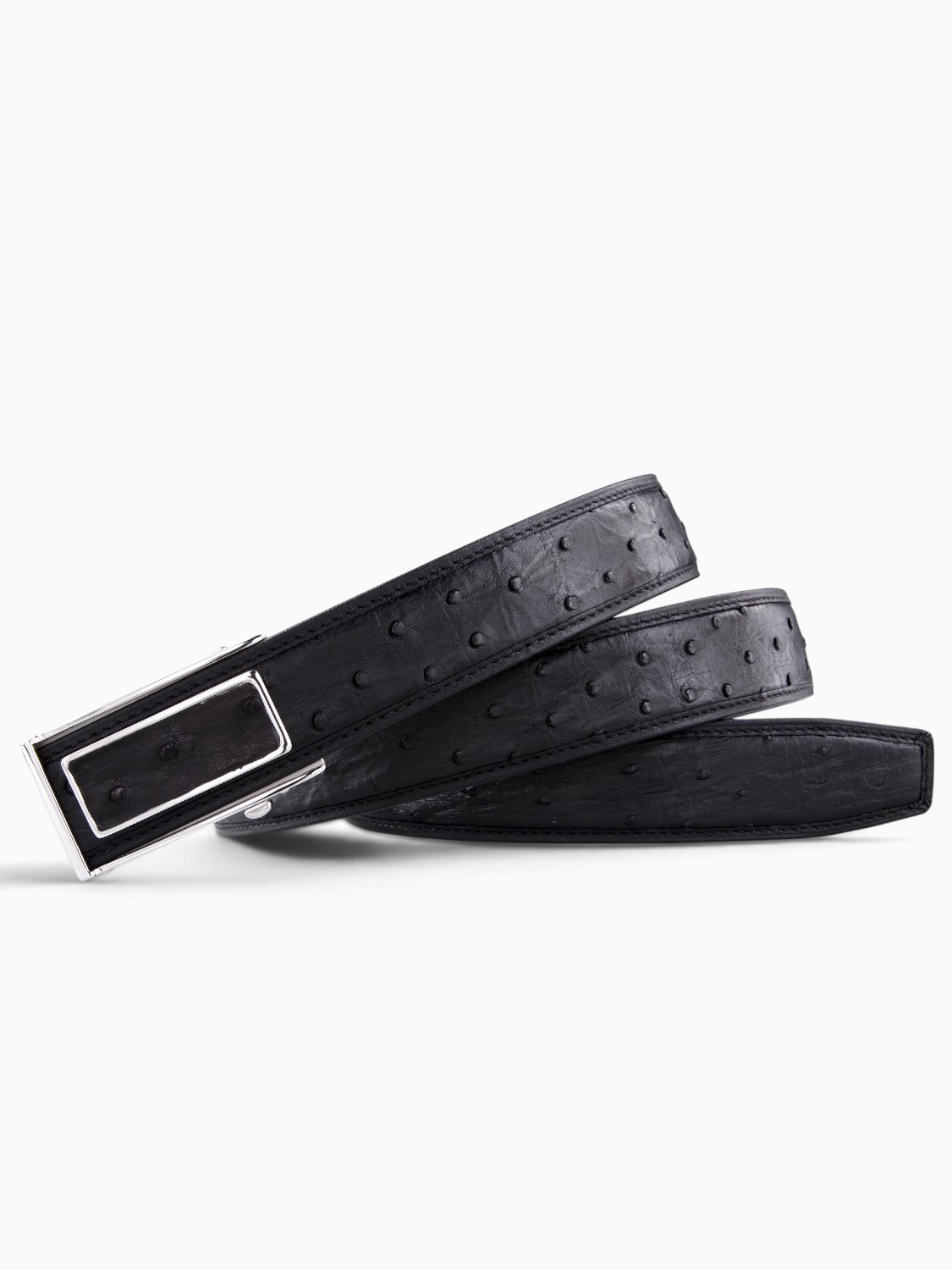 Ремень из кожи страуса Treoda, ширина 3,5 см