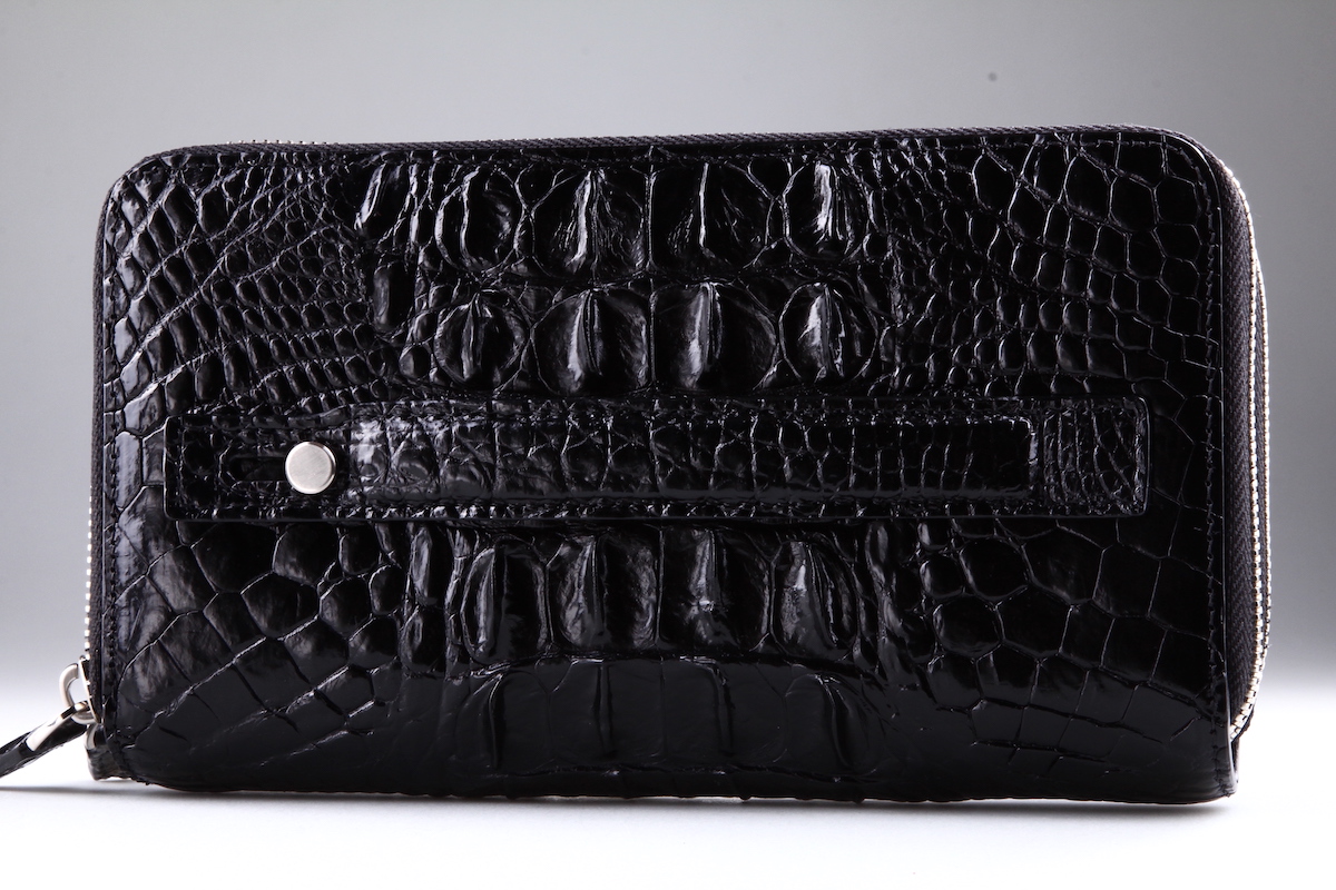 Клатч из кожи крокодила с боковой ручкой 21x11,5 см