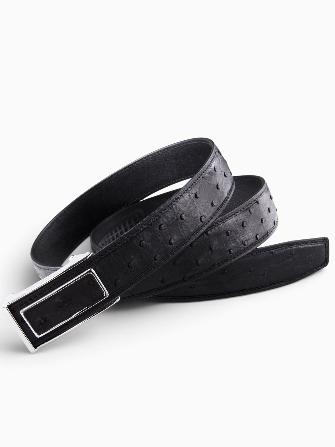 Ремень из кожи страуса Treoda, ширина 3,5 см
