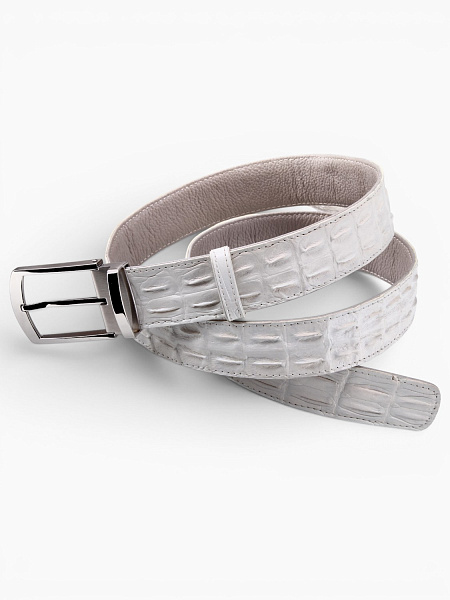 Ремень из кожи крокодила с двойным гребнем