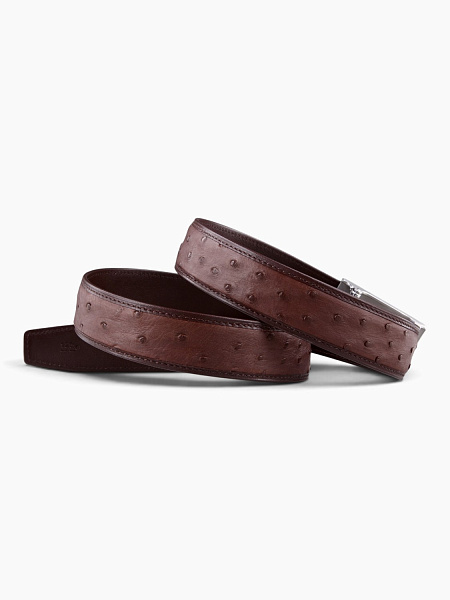 Ремень из кожи страуса Treoda, ширина 3,5 см