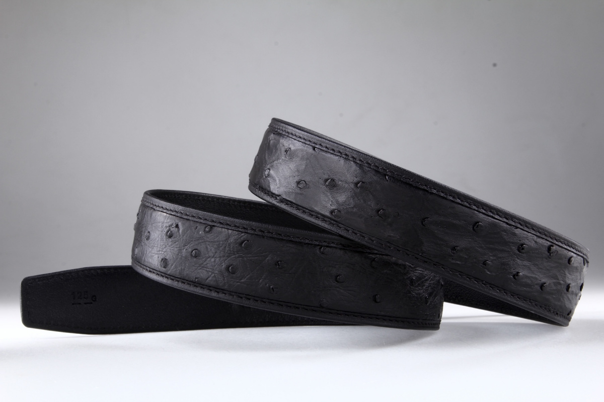 Ремень из кожи страуса Treoda, ширина 3,5 см