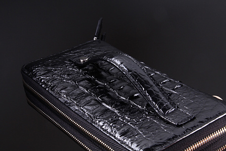 Клатч из кожи крокодила с боковой ручкой 21x11,5 см