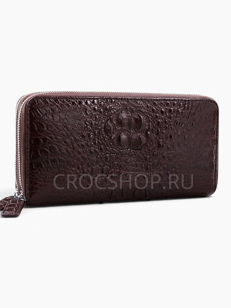 Клатч из кожи крокодила на двух молниях