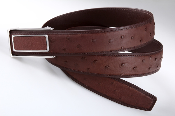 Ремень из кожи страуса Treoda, ширина 3,5 см