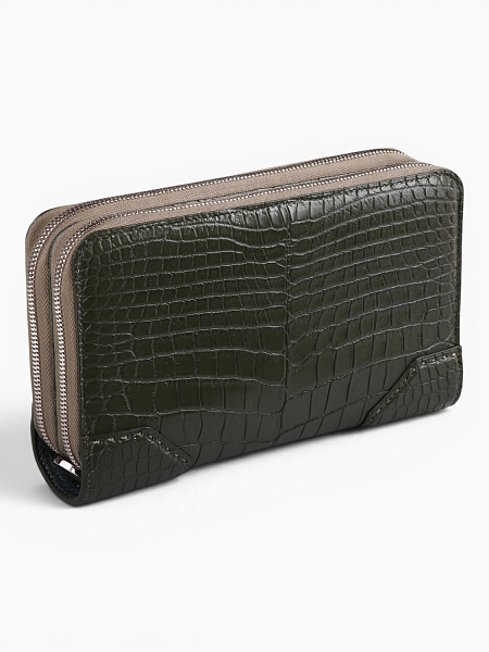 Клатч из кожи крокодила на двух молниях Kansory