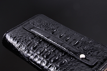 Клатч из кожи крокодила с боковой ручкой 21x11,5 см