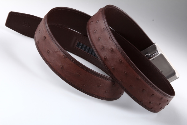 Ремень из кожи страуса Treoda, ширина 3,5 см